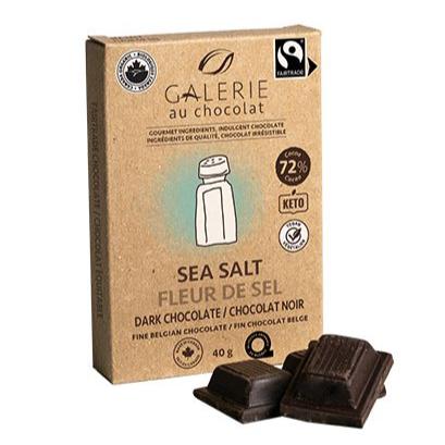 BARRE DE CHOCOLAT NOIR 72% | FLEUR DE SEL | BIO +ÉQUITABLE +SANS GLUTEN | 40 GR