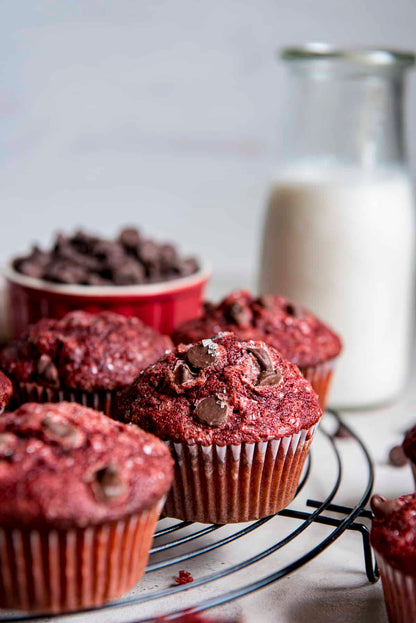 MUFFIN RED VELVET avec MORCEAUX DE CHOCOLAT NOIR