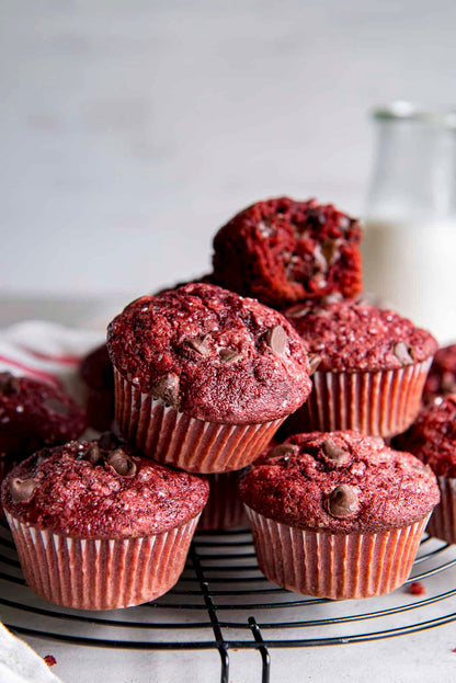 MUFFIN RED VELVET avec MORCEAUX DE CHOCOLAT NOIR